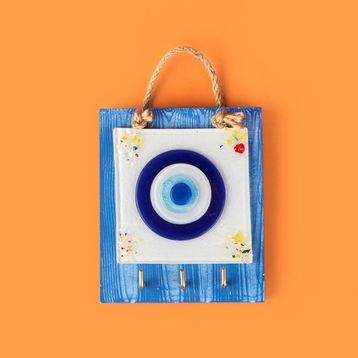 Evidea Deco Nazar Mavi 15 cm Anahtar Askısı