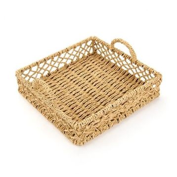 Evidea Deco Rustik Bej 22 cm Dekoratif Tepsi