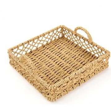 Evidea Deco Rustik Bej 22 cm Dekoratif Tepsi