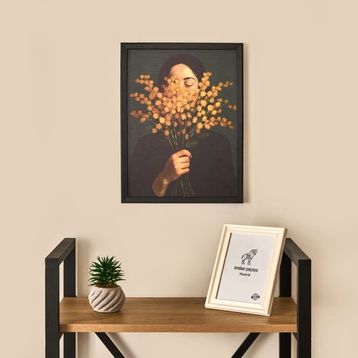 Evidea Deco Woman of Flower Siyah Turuncu 30x40 cm Duvar Panosu