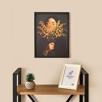 Evidea Deco Woman of Flower Siyah Turuncu 30x40 cm Duvar Panosu