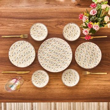 Evidea Kitchen 12 Parça Çiçekli Renkli Seramik Kahvaltı Takımı