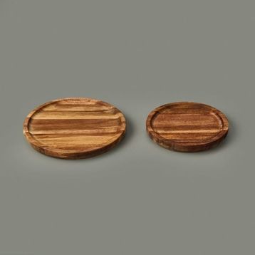 Evidea Kitchen Akasya Kahverengi 12 + 15 CM 2'li Sunum Tabağı
