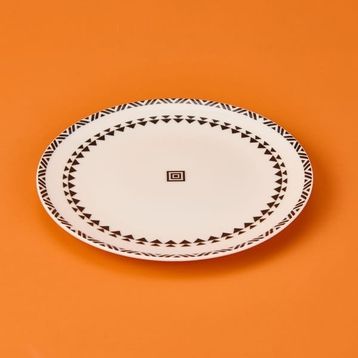 Evidea Kitchen Ethnic Siyah Beyaz 19 cm Pasta Tabağı