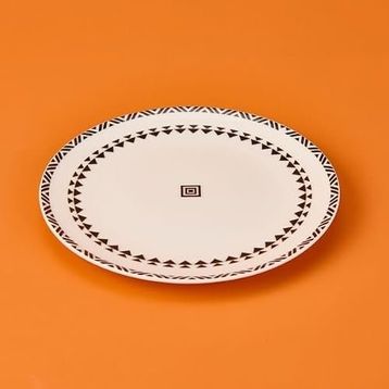Evidea Kitchen Ethnic Siyah Beyaz 19 cm Pasta Tabağı