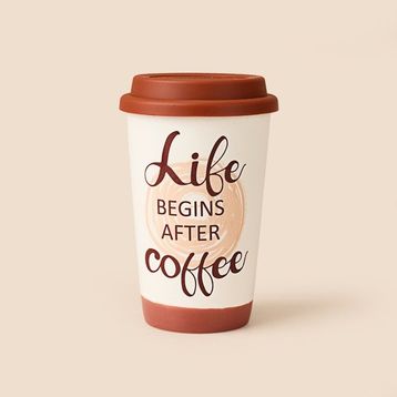 Evidea Kitchen Life Seramik Beyaz Kahverengi - 400 ml Mug