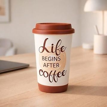 Evidea Kitchen Life Seramik Beyaz Kahverengi - 400 ml Mug