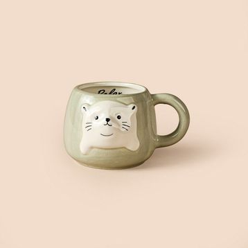 Evidea Kitchen Relax Fok Desenli Beyaz 500 ml Seramik Kupa