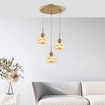 Evidea Lighting Arrakis Eskitme Bal 3'lü Yuvarlak Modern Sarkıt Avize