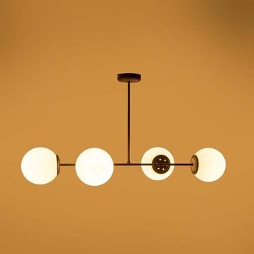 Evidea Lighting Beyaz Siyah 85 cm Cam 4'lü Modern Avize