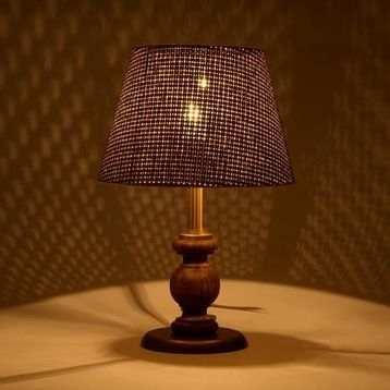 Evidea Lighting Fiona Ceviz Ayak Kahverengi Başlık 40 cm Ahşap Abajur