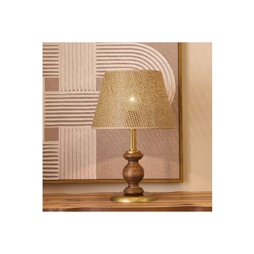 Evidea Lighting Fiona Ceviz Ayak Kahverengi Başlık 40 cm Ahşap Abajur