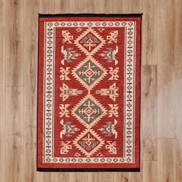Evidea Soft 120x180 cm Kırmızı Uşak Eşme Desenli Halı