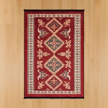 Evidea Soft 160x230 cm Kırmızı Uşak Eşme Desenli Halı