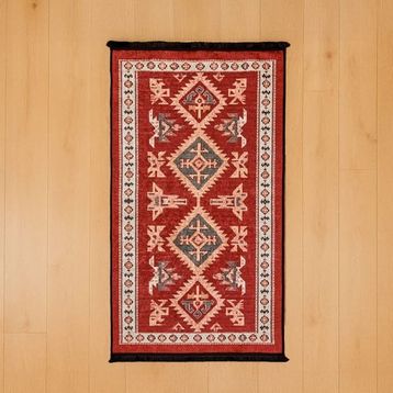 Evidea Soft 80x150 cm Kırmızı Uşak Eşme Desenli Halı
