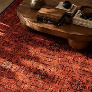 Evidea Soft Atlas Kırmızı 120x180 cm Afgan Desenli Halı