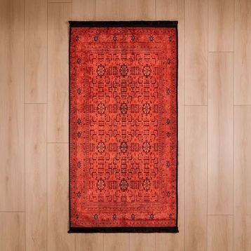 Evidea Soft Atlas Kırmızı 80x150 cm Afgan Desenli Halı