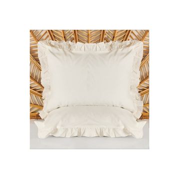 Evidea Soft Basic Fırfırlı Ekru 50x70 cm 2'li Yastık Kılıfı