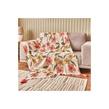 Evidea Soft Floriva Krem 120x160 cm Triko TV Battaniyesi