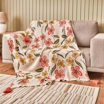 Evidea Soft Floriva Krem 120x160 cm Triko TV Battaniyesi