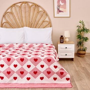 Evidea Soft Kalpli Kırmızı 150x200 cm Pamuklu Tek Kişilik Battaniye