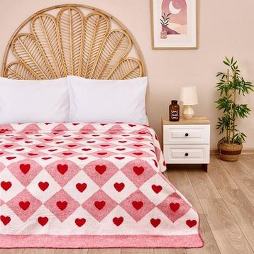 Evidea Soft Kalpli Kırmızı 150x200 cm Pamuklu Tek Kişilik Battaniye