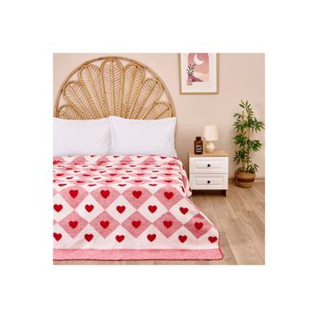 Evidea Soft Kalpli Kırmızı 200x220 cm Pamuklu Çift Kişilik Battaniye