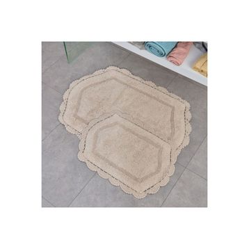 Evidea Soft Lace Bej 40x60 cm + 60x90 cm 2'li Banyo Paspası
