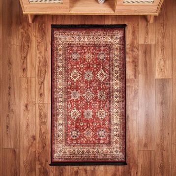 Evidea Soft Line Afgan Desenli Kırmızı 80x150 cm Halı
