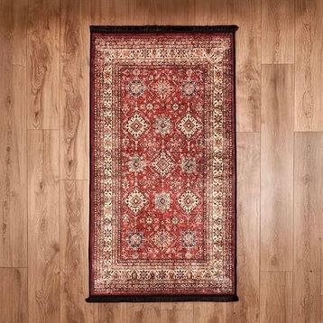 Evidea Soft Line Afgan Desenli Kırmızı 80x150 cm Halı