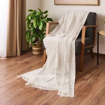 Evidea Soft Nemo Ekru Antrasit 180x220 cm Koltuk Şalı