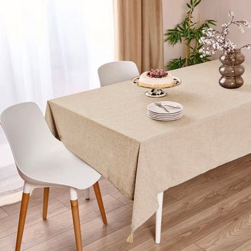 Evidea Soft Pallium Püsküllü Bej 150x220 cm Masa Örtüsü