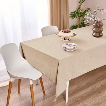 Evidea Soft Pallium Püsküllü Bej 150x220 cm Masa Örtüsü