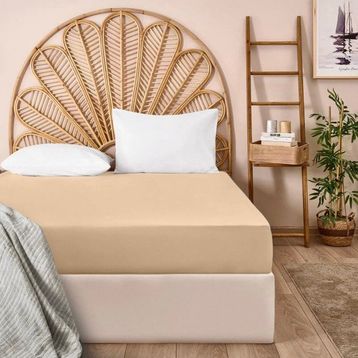 Evidea Soft Penye Bej 100x200 cm Tek Kişilik Lastikli Çarşaf