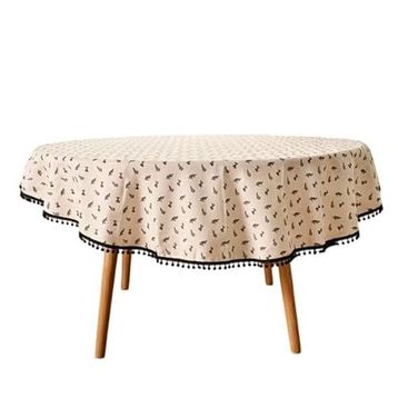 Evidea Soft Pine Ekru 150x150 cm Yuvarlak Masa Örtüsü