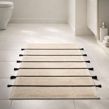 Evidea Soft Rigel Ekru Siyah 60x100 cm Banyo Paspası