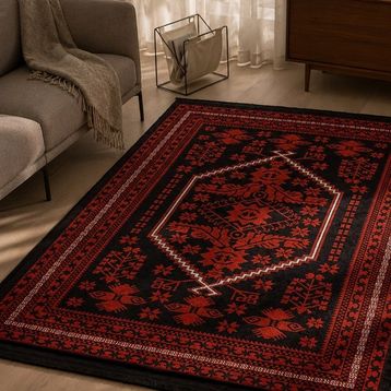 Evidea Soft Ruby Afgan Desenli Kırmızı 120x180 cm Halı