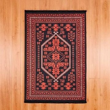 Evidea Soft Ruby Afgan Desenli Kırmızı 120x180 cm Halı
