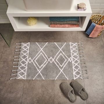 Evidea Soft Tufting Nora Ekru Antrasit 60x90 cm Banyo Paspası