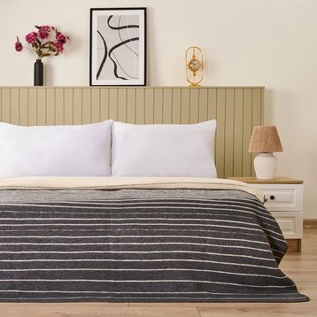 Evidea Soft Victor Antrasit 200x220 cm Pamuklu Çift Kişilik Battaniye