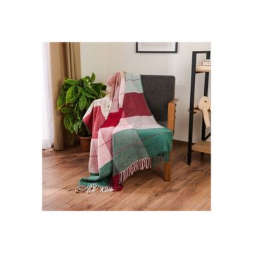 Evidea Soft Vintera Kırmızı Yeşil 130x170 cm Pamuklu TV Battaniyesi