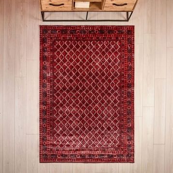 Evidea Soft Zarmine Afgan Desenli Kırmızı 160x230 cm Halı