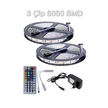 Evim Led Rgb 10 Metre 44 Tuş Kumanda 5050 Smd 3 Çip Tak Çalıştır Led Setİ
