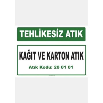 Evim Shopping A-200101-1 Kağıt ve Karton Atık Uyarı Levhası