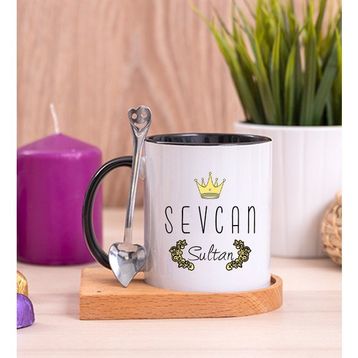 Evimizin Sultanı Siyah Kaşıklı Kupa Bardak