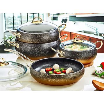 EvimSaray GoldStone Granit 6 Parça Alya Yeşil Mini Güveç Tencere Seti