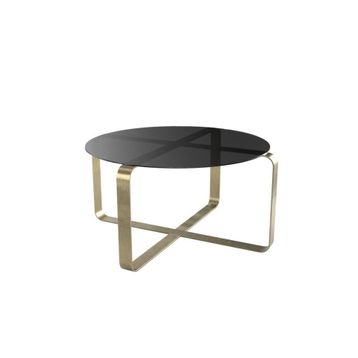Evka Alonzo Metal Ayak Eskitme Pirinç Füme Cam Tabla Orta Sehpa
