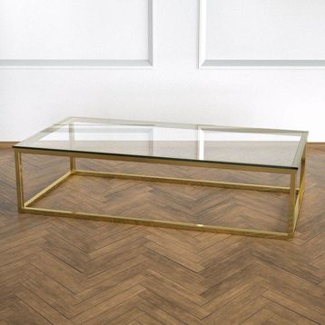 Evka Potrica Pirinç Ayak Şeffaf Cam Tabla Orta Sehpa