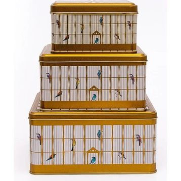 Evle Birdcage 3 Parça Kare Saklama Kabı
