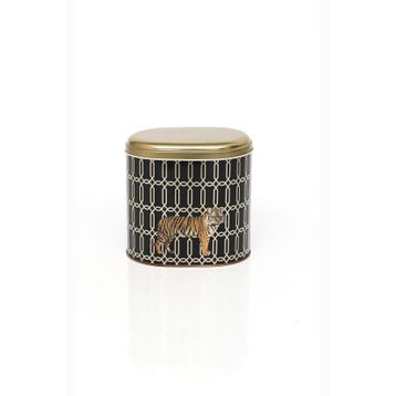 Evle EF004-F3 Safari Tiger Desenli Oval Metal Saklama Kabı